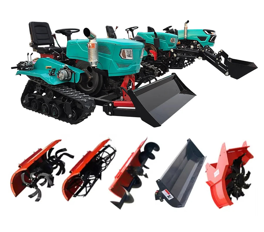 5 In 1 Machine Widely Used Agricultural Machinery Small Rice Farming Equipment Mini Crawler Tractor With Excavator